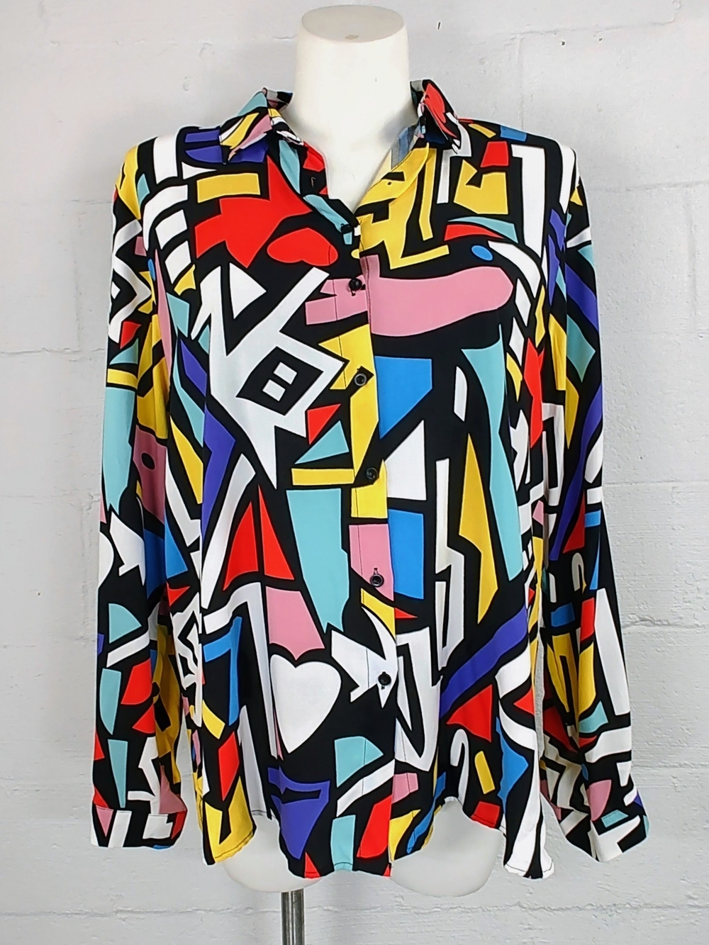 Big Dart Women's Abstract Multi-Color Button-Down Shirt